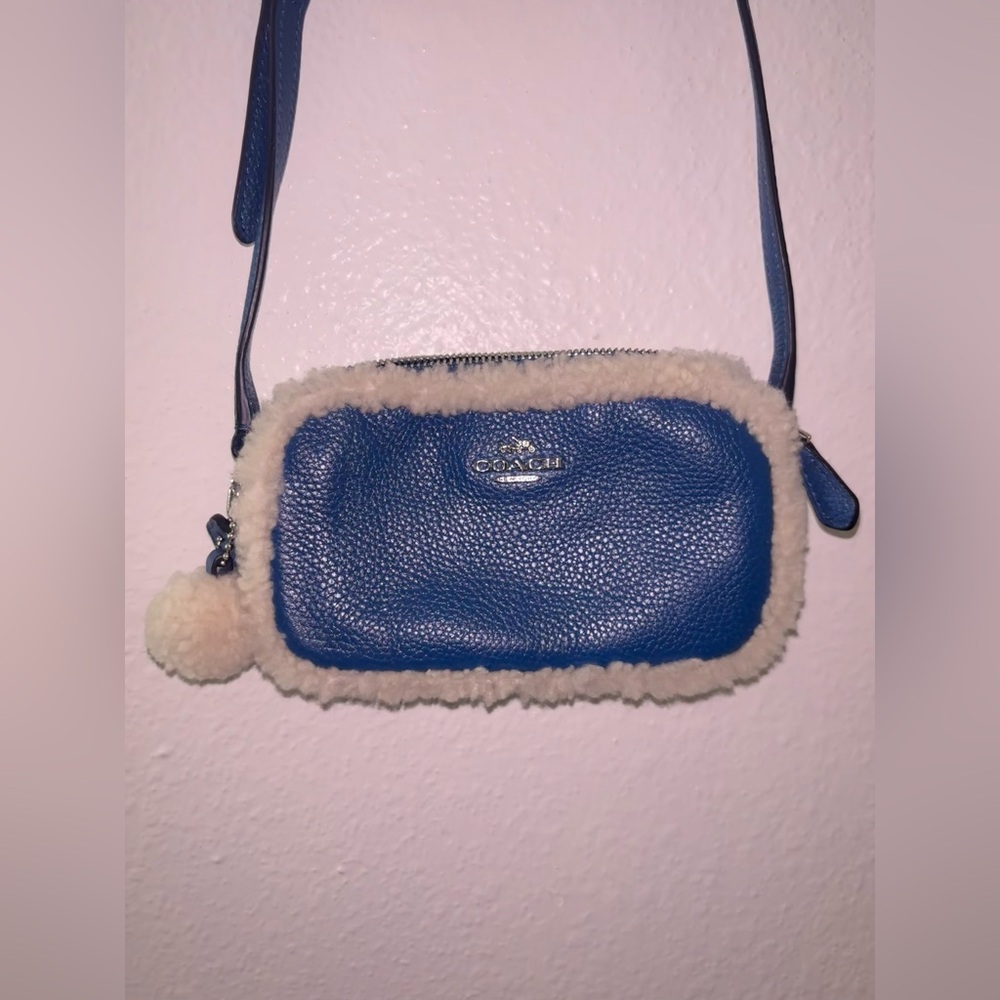 Coach Pebble Leather Shearling Crossbody